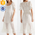 White Lace Short Sleeve Curved Neckline Midi Summer Dress Manufacture Wholesale Fashion Women Apparel (TA0266D)